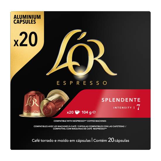 L'or - Café capsules compatibles nespresso splendente intensité 7 (20 pièces, 100 g)