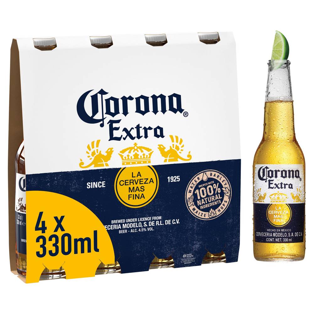 Corona Extra Premium Lager Beer bottles 4x330ml
