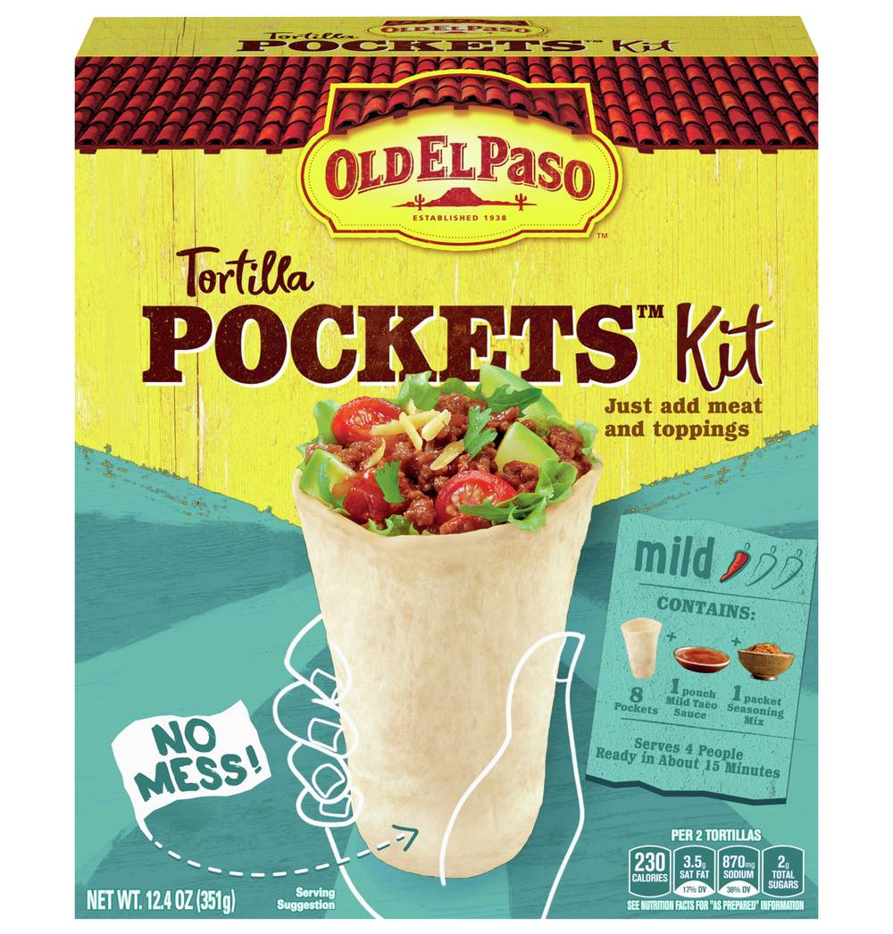 Old El Paso Tortilla Pockets Kit, Mild (12.4 oz)