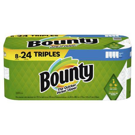 Bounty Select-A-Size Paper Towels, 8 Triple Rolls, White, 135 Sheets Per Roll