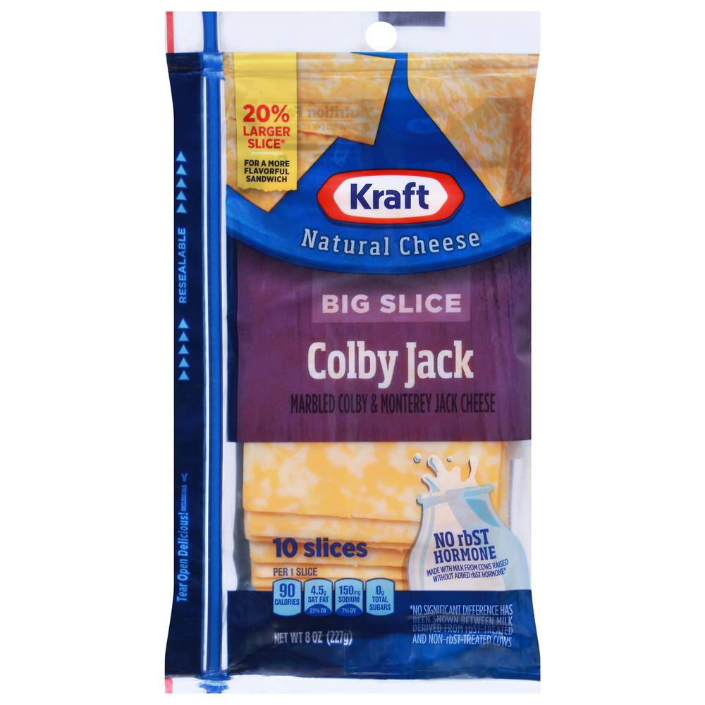 Kraft Colby Jack Natural Cheese Big Slice (8 oz, 10 ct)