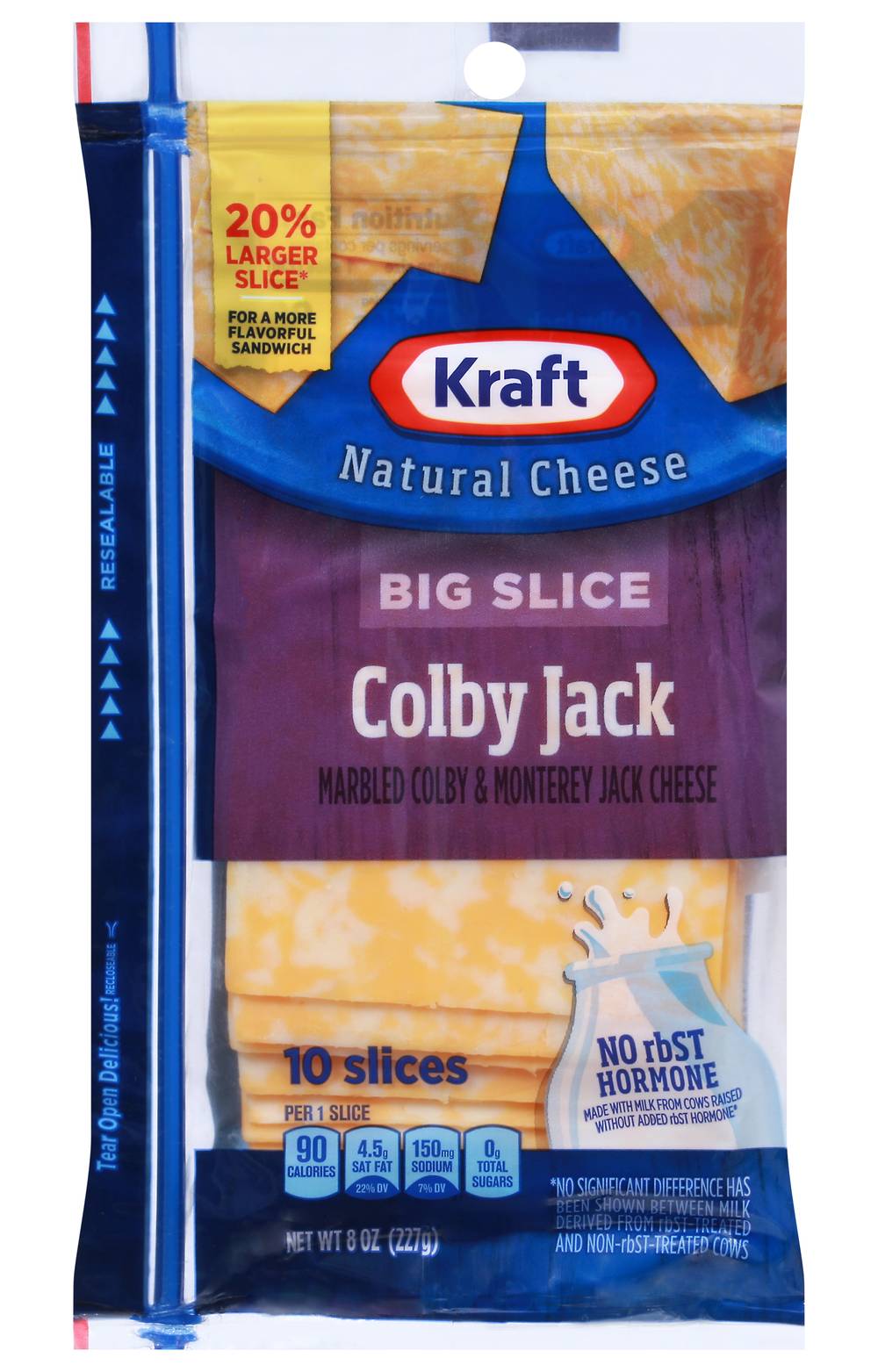 Kraft Colby Jack Natural Cheese Big Slice (8 oz, 10 ct)