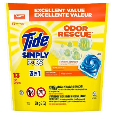 Tide Simply Pods Oxi Odor Defense Liquid Laundry Detergent Pacs, Fresh Linen (7 oz, 13 ct)