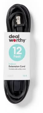 Dealworthy 12' 3 Outlet Indoor Extension Cord, 12 ft, Black