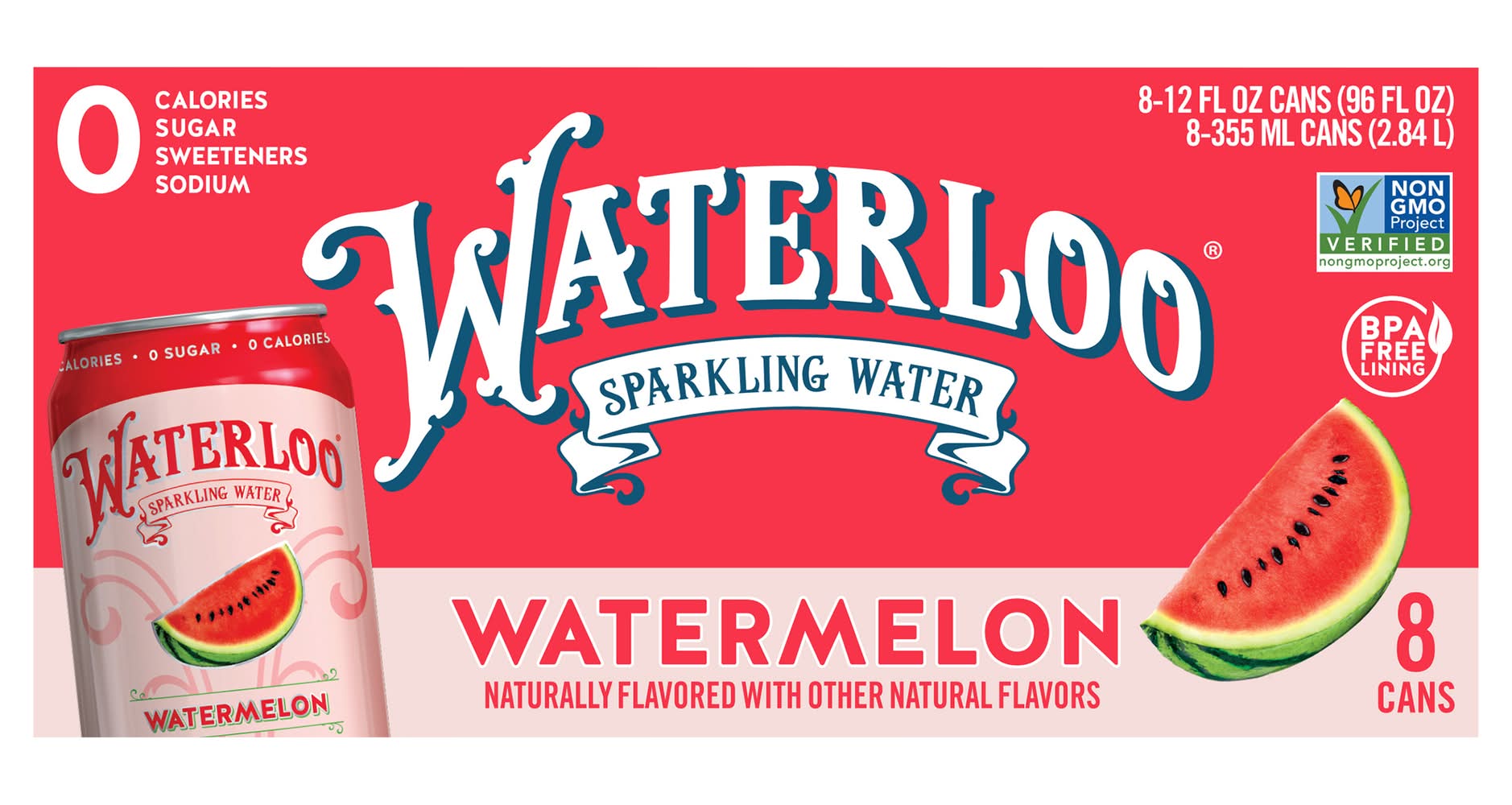 Waterloo Watermelon Sparkling Water (8 x 12 fl oz)
