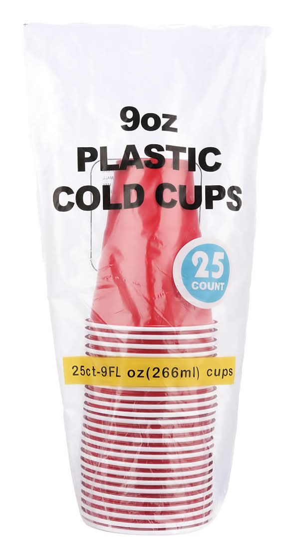Disposable Plastic Cold Cups 9 fl oz Capacity (25 ct)