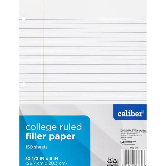 Caliber Filler Paper College Ruled, 150 ct