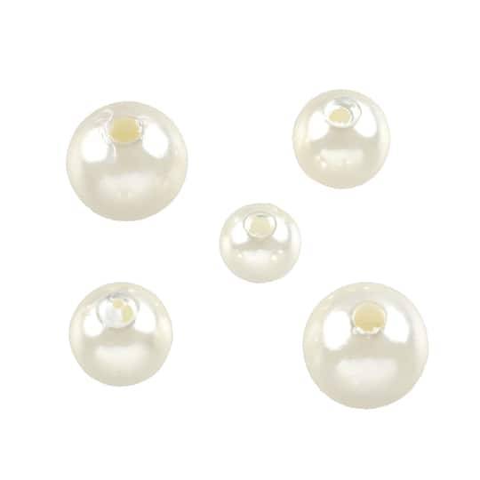 Bead Landing Plastic Pearl Round Beads, Ivory (16 oz)