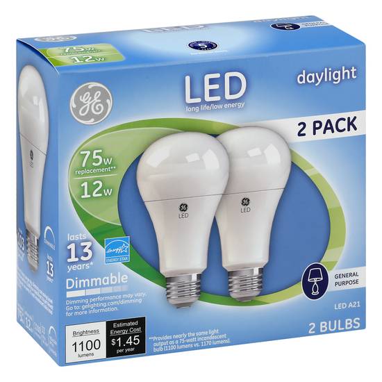 General Electric Led Daylight Dimmable A21 12 Watts Bulbs (2 ct)