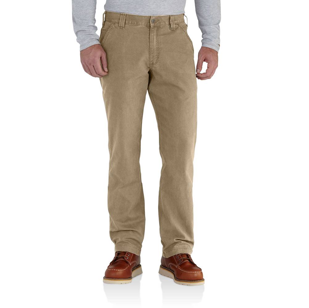 Carhartt Men's Relaxed Fit Dark Khaki Canvas Work Pants (32 X 32) | 102291-253W32L32