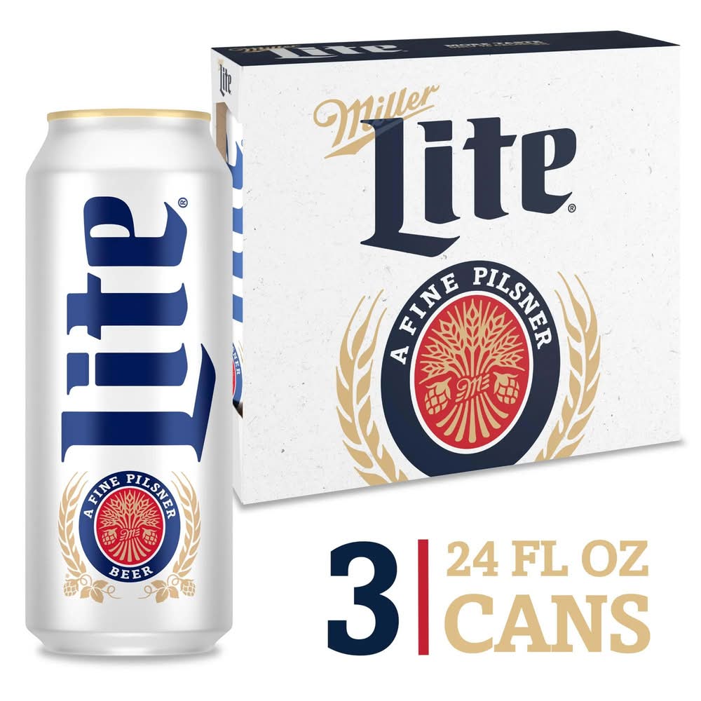 Miller Lite Light Pilsner Lager Beer (3 x 24 fl oz)
