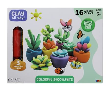 Clay All Day! Air-Dry Clay 16-Pack Set Succulents