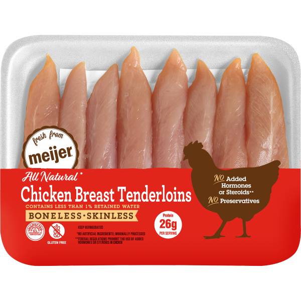 Meijer Boneless Skinless Chicken Breast Tenderloins No Antibiotics Ever 100% All Natural 