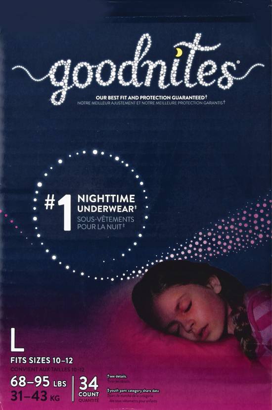 Goodnites Size L Nighttime Underwear (34 ct)