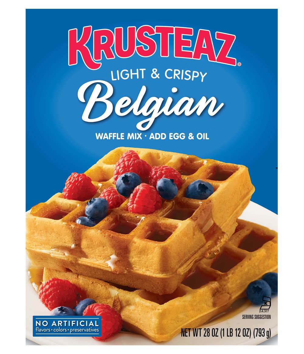 Krusteaz Light & Crispy Waffle Mix, Belgian (28 oz)