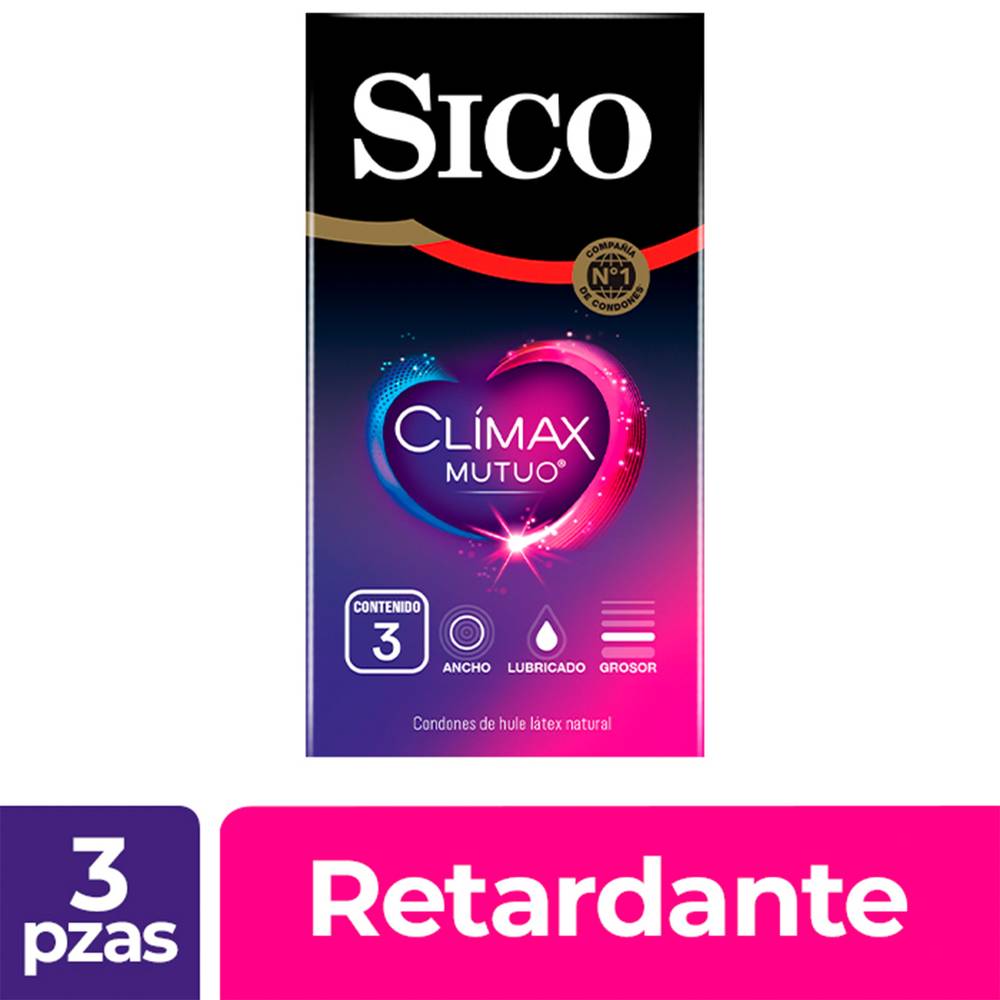 Sico condones de látex clímax mutuo (pack 3 piezas)