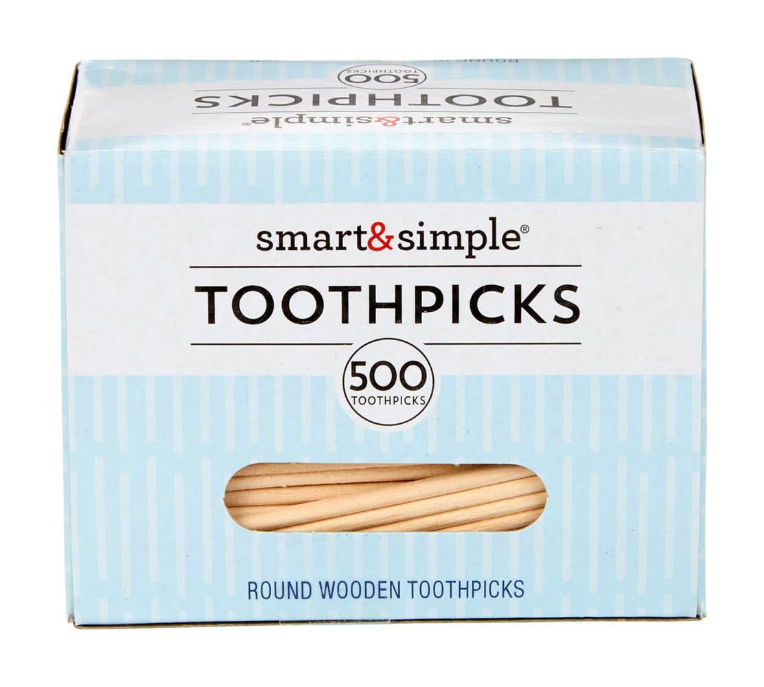 Smart & Simple Round Wooden Toothpicks 500 Ct