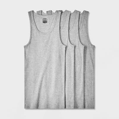 Men's Tank Top - Goodfellow & Co.™ Heathered Gray L: Scoopneck, Pullover Style