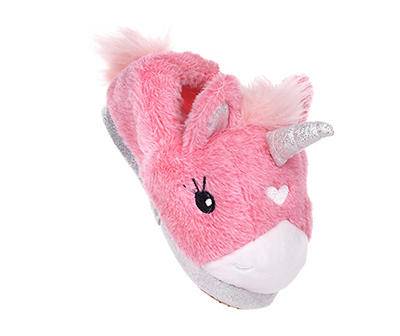 Capelli Toddler Unicorn Faux Fur Moccasin Slipper, M, Light Pink