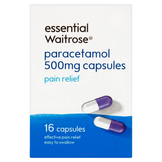 Essential Waitrose & Partners Paracetamol 500mg Capsules