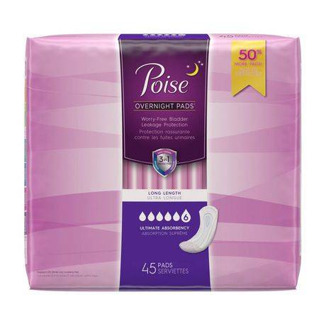 Poise Ultimate Absorbency Pads, Long Value pack (long | 45 pads)