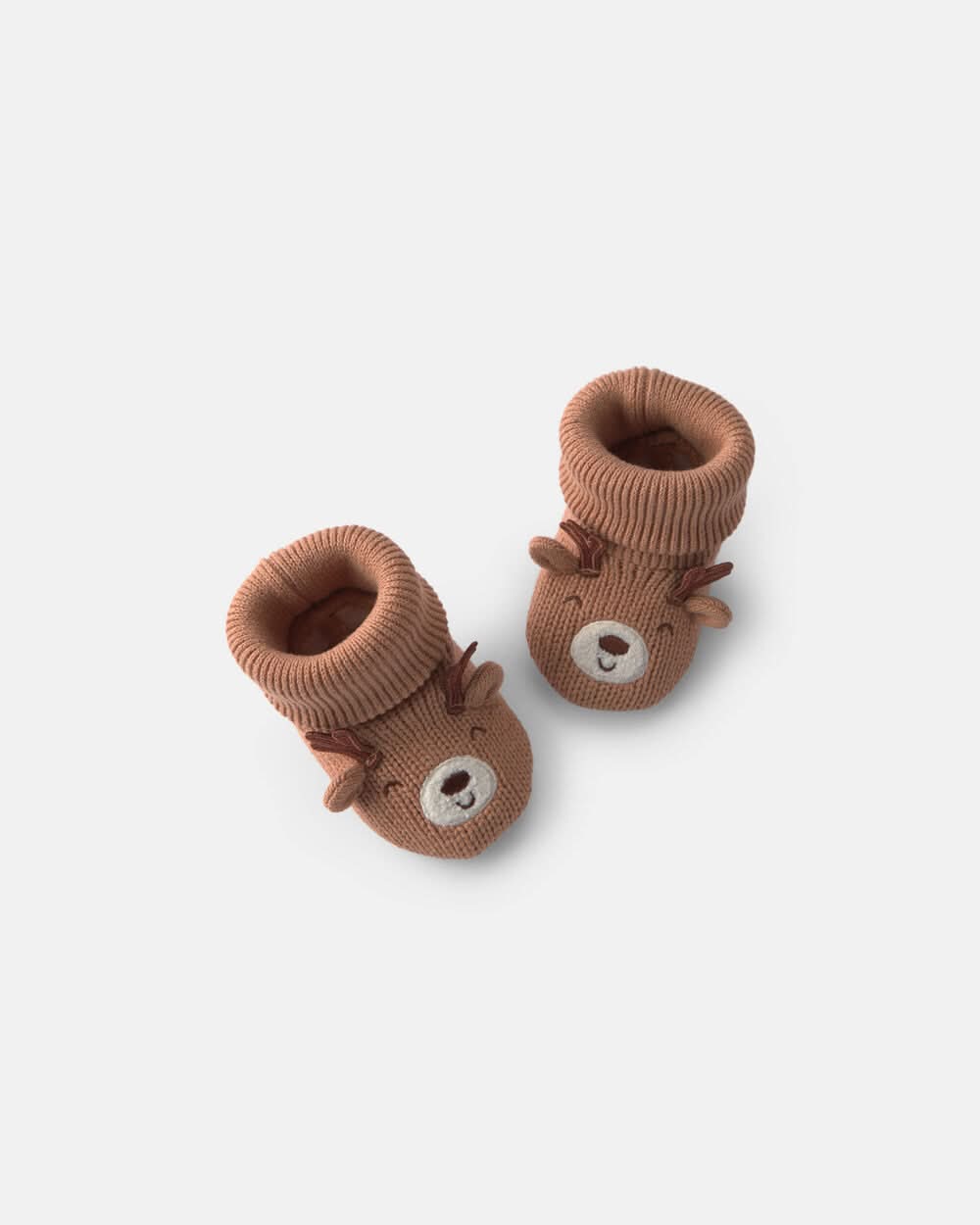 Baby Christmas Reindeer Booties - Brown - NB-3M