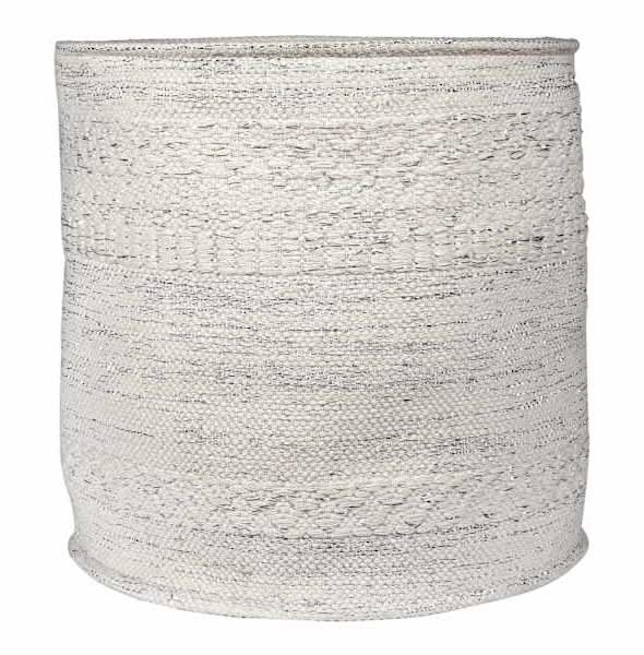 White & Silver Round Fabric Storage Basket