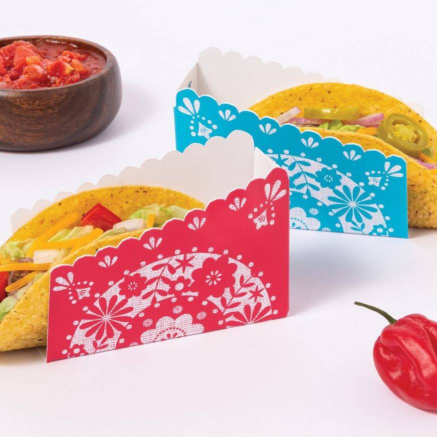 Fiesta Viva la Party Cardstock Taco Holders, 3.2in x 4.7in, 12ct