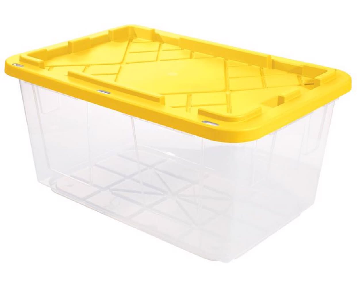 Greenmade 27 Gal Clear/Yellow Snap Lock Storage Box 14.7 In. H X 20.4 In. W X 30.4 In. D Stackable