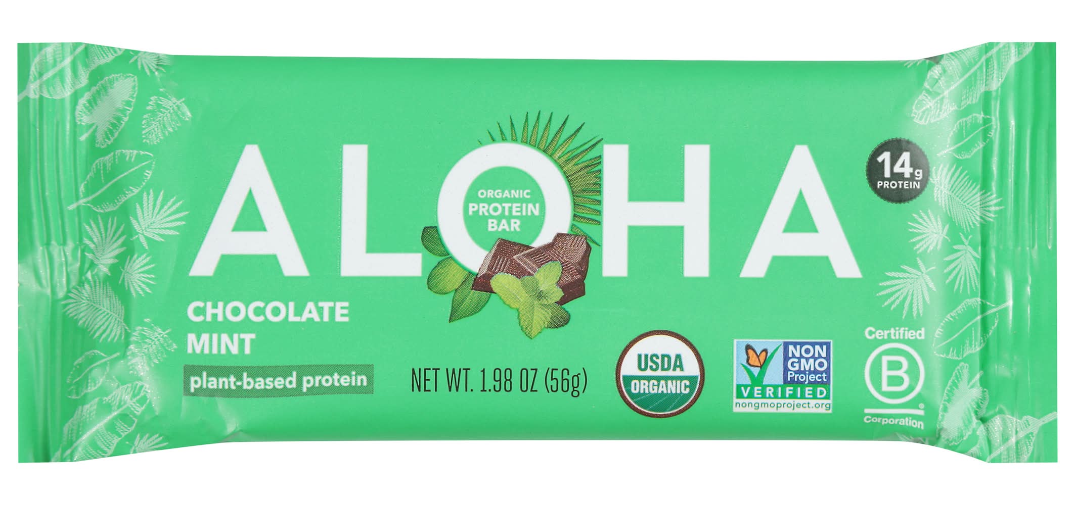 Aloha Organic Plant Based Protein Bar, Chocolate Mint (1.98 oz)