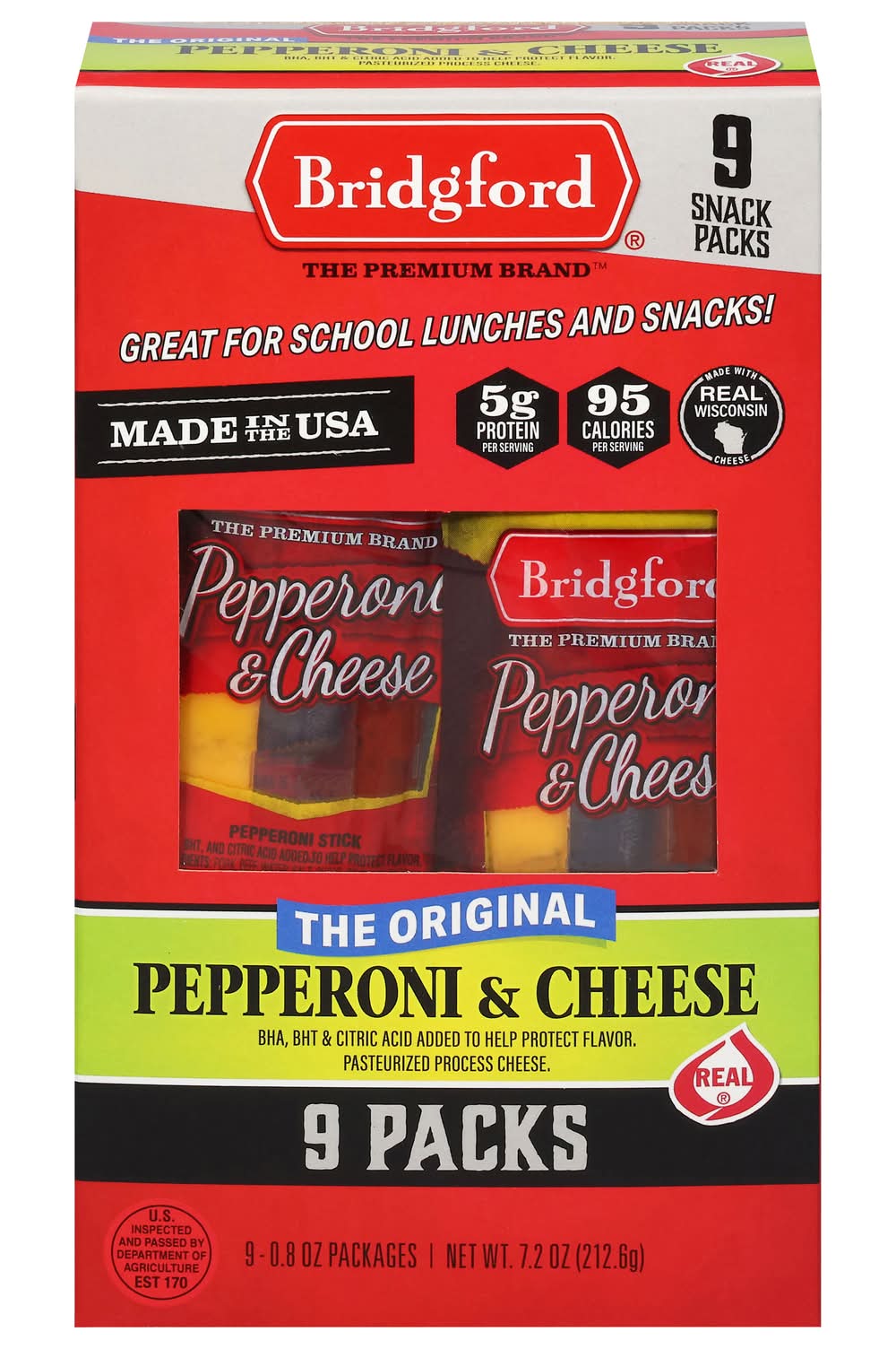 Bridgford Pepperoni & Cheese Snack packs (7.2 oz, 9 ct)
