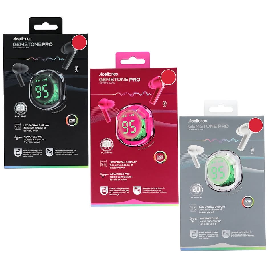 Acellories Gemstone Rgb True Wireless Earbud, Assorted