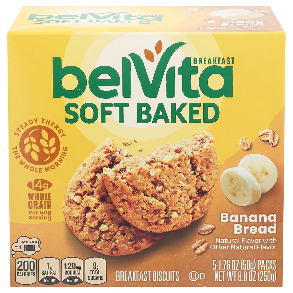 BelVita Soft Baked Breakfast Biscuits, Banana Bread (5 x 1.76 oz)