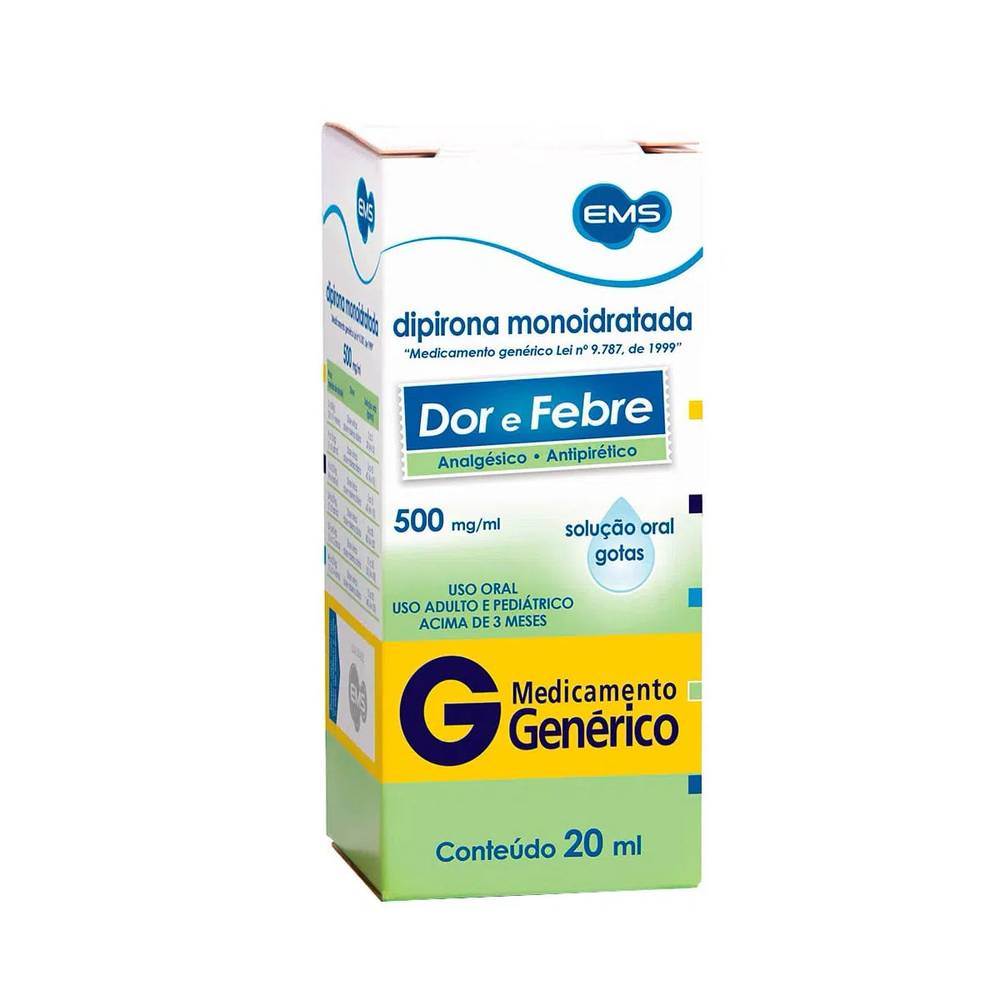 Ems dipirona sódica 500mg/ml gotas (20ml)