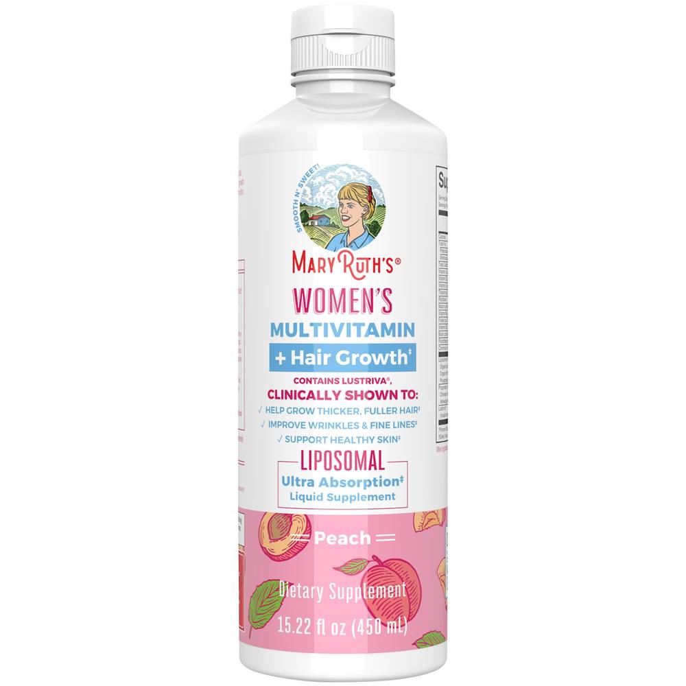 Liquid Women'S Multivitamin + Hair Growth With Lustriva – Peach (15.22 Fl. Oz. / 30 Servings)