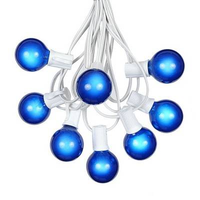 Novelty Lights 25 Feet Blue G40 Globe Outdoor Patio String Lights, White Wire