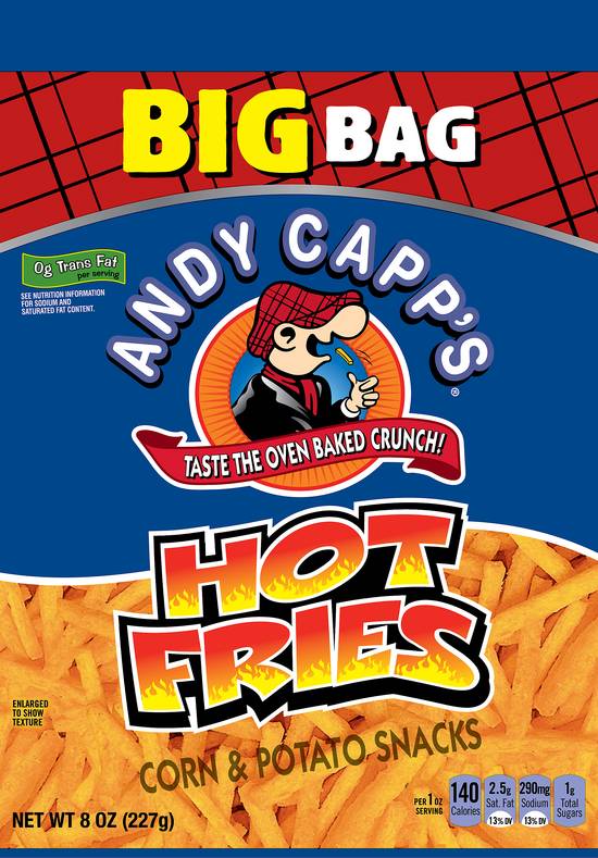 Andy Capp's Hot Fries Oven Baked Corn & Potato Snacks Big Bag