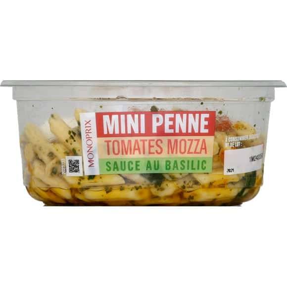 Monoprix Mini Penne À La Tomates, Mozzarella Et Sauce Au Basilic La Barquette De 180G