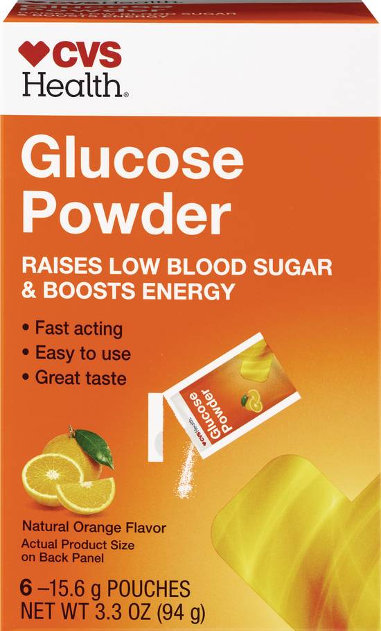 CVS Health Glucose Powder Sticks, Orange Flavor, 6 CT
