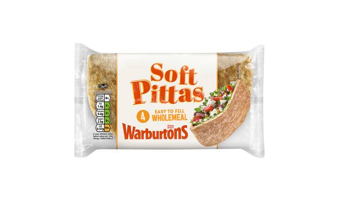 Warburtons 4 Wholemeal Soft Pittas