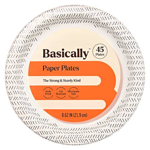 Basically Strong & Sturdy Paper Plates, 6.82in (45 ct)