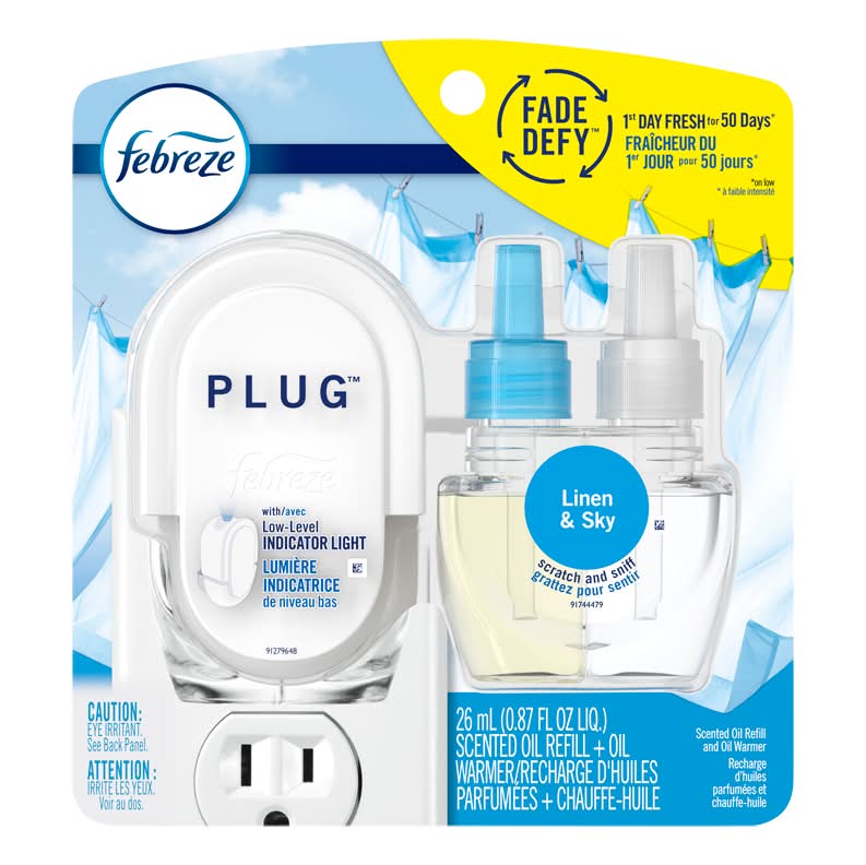 Febreze recharge d'huile parfumée et chauffe huile plug - plug scented oil refill & oil warmer (2 unités) (linge-ciel)