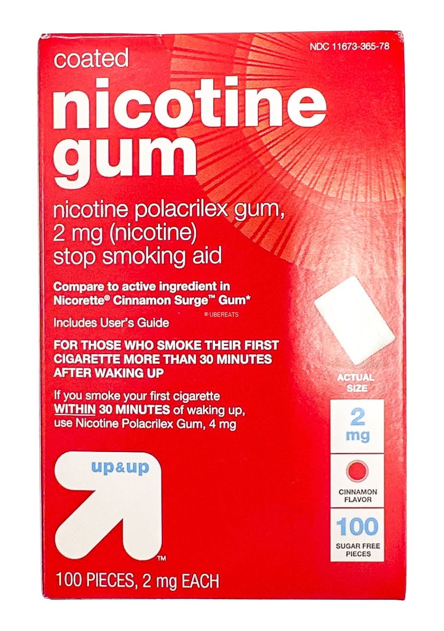 up&up Coated Nicotine Stop Smoking Aid Gums, Cinnamon (100 ct)