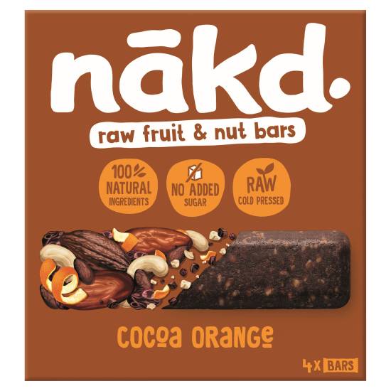 Nākd Raw Fruit & Nut Bars Cocoa Orange 4 X 35g