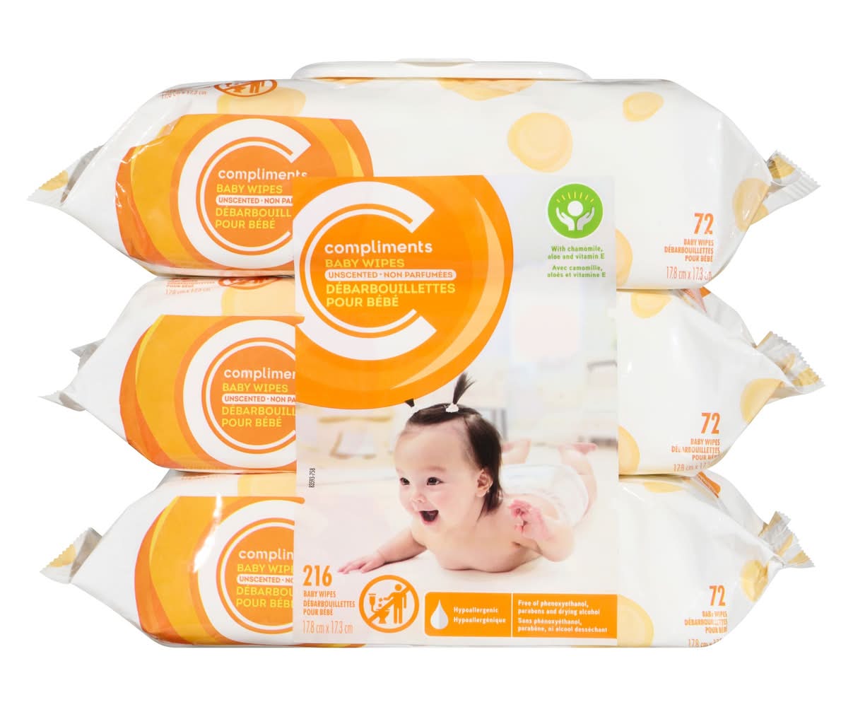 Compliments Baby Wipes (3 x 72 ct)