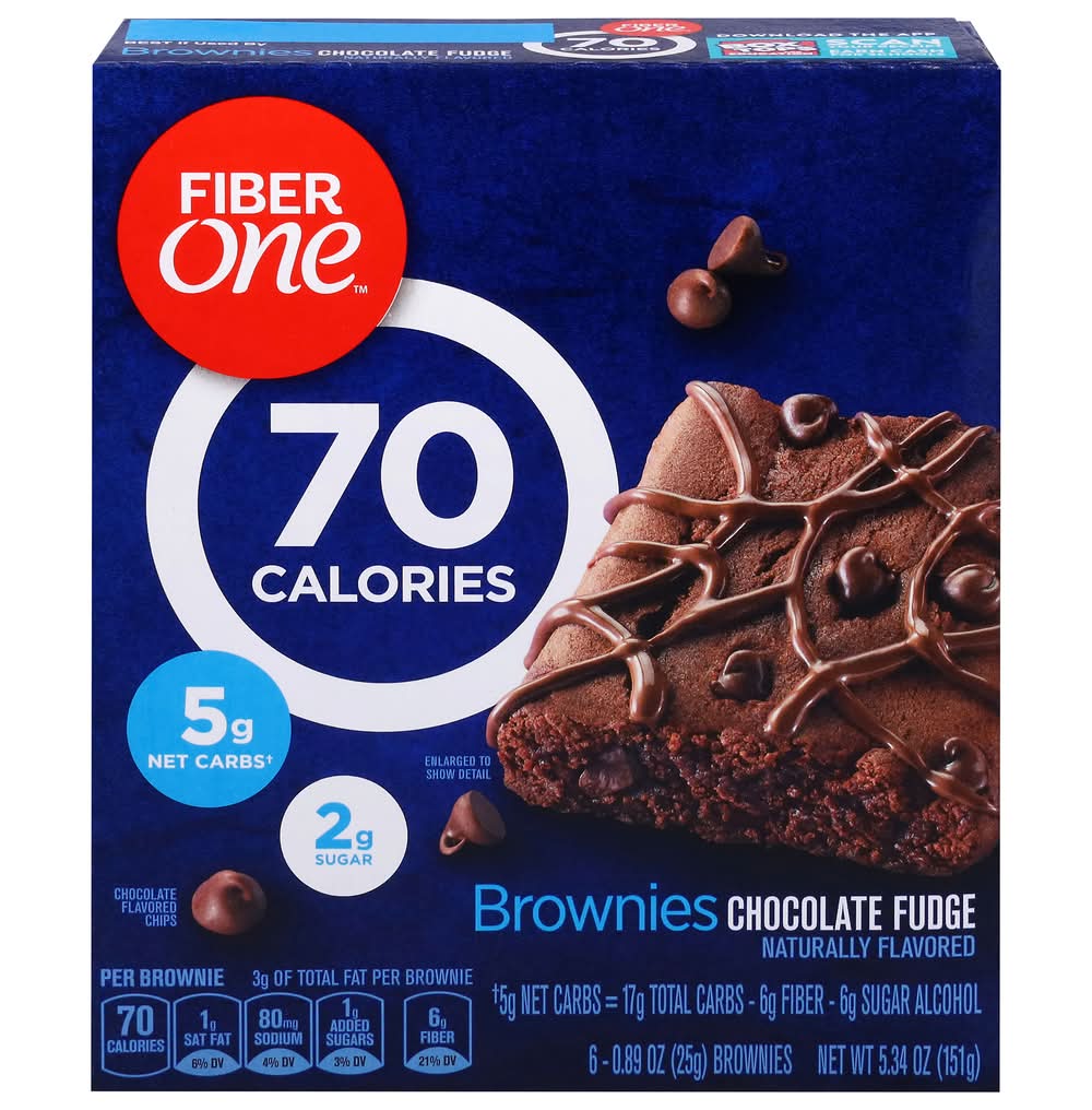 Fiber One Brownies Snack Bars, Chocolate Fudge (6 x 0.89 oz)