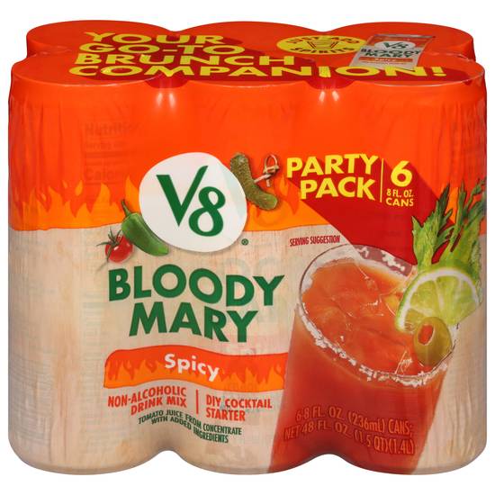 V8 Bloody Mary Non Alcoholic Spicy Drink Mix Party pack (6 pack, 8 fl oz)