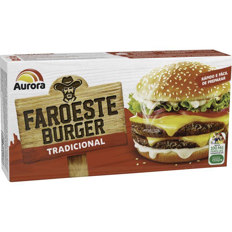 Aurora hambúrguer misto de frango, carne suína e bovina faroeste (672g)