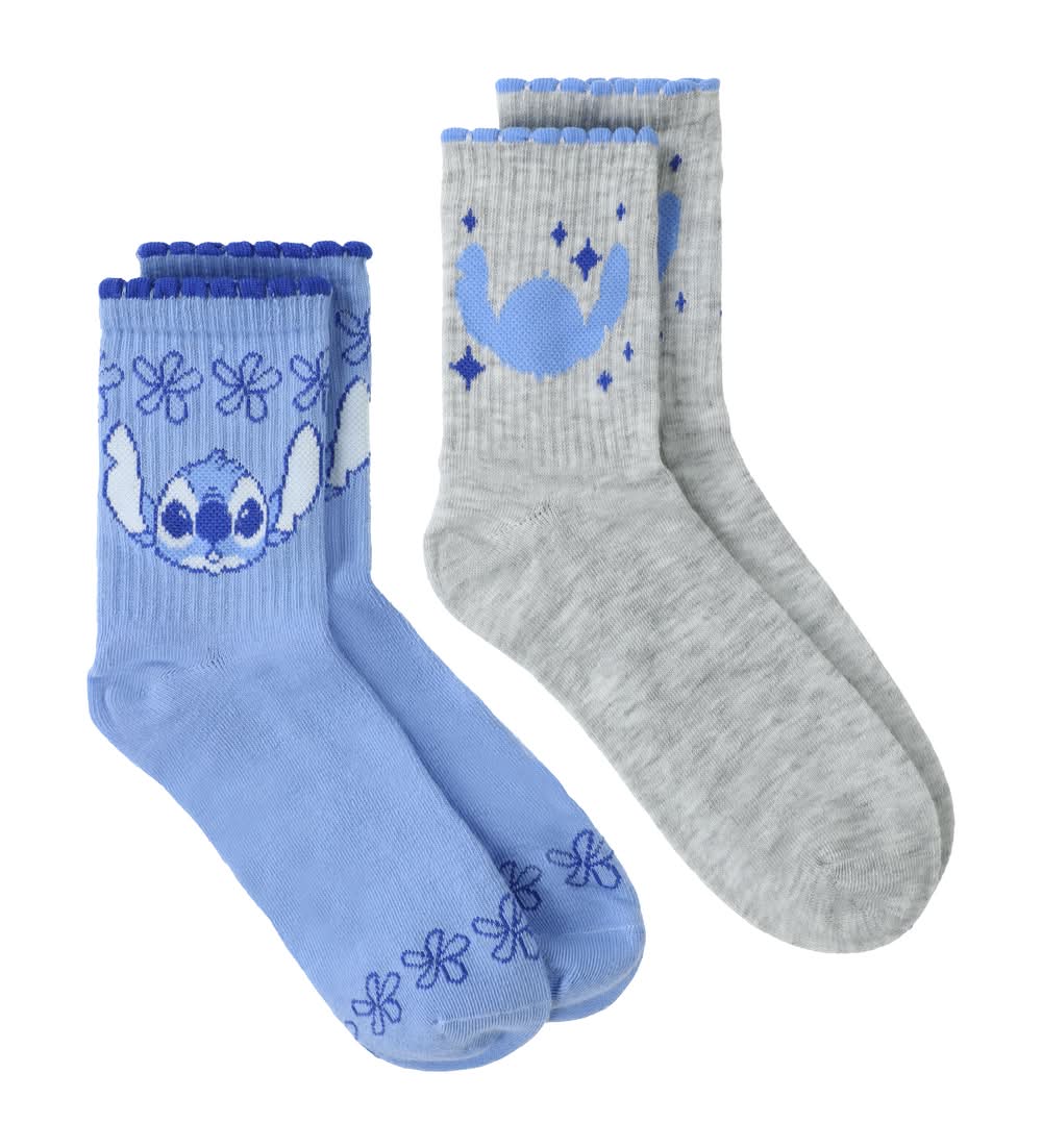 Branded Girls Mid-Crew Socks 2-Pack Stitch