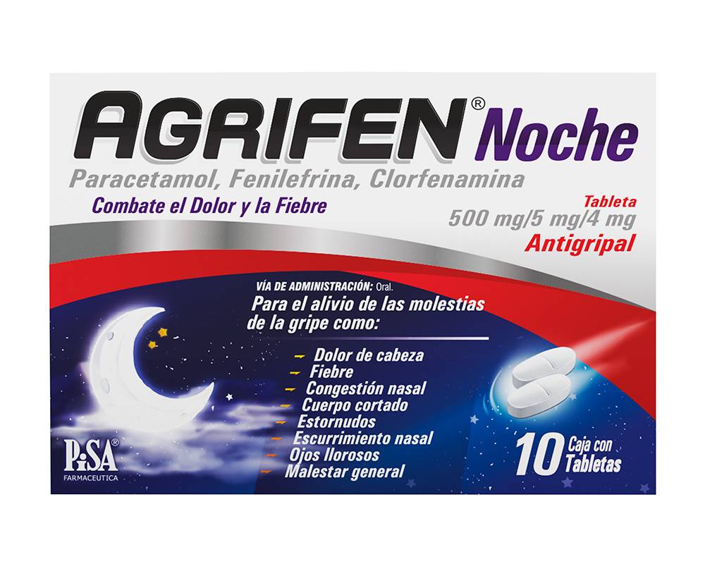 Pisa · Agrifen noche antigripal (10 un)